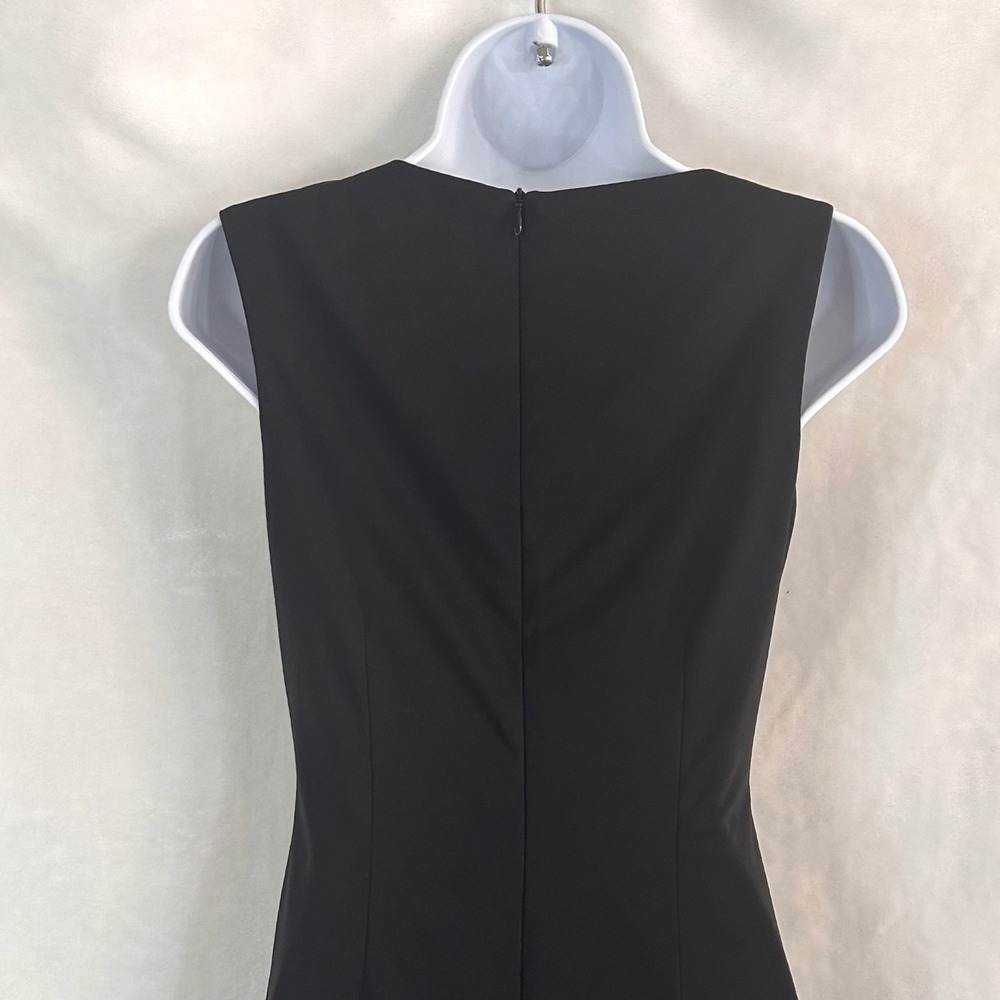NWOT David Meister Black Asymmetrical Twist Neck Sleeveless Sheath Dress Size 2 - Picture 5 of 10